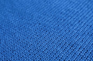 Closeup of Cobalt Blue Knitted Wool Fabric Texture for Abstract Background