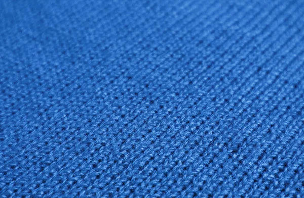 Zbliżenie Kobalt Blue Knitted Wełna Tekstura Tkaniny Dla Abstrakcyjnego Tła — Zdjęcie stockowe