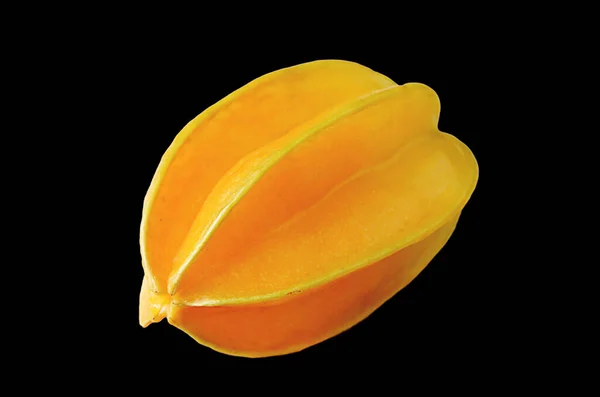 Starfruit Jaune Vibrant Mûr Frais Isolé Sur Fond Noir — Photo