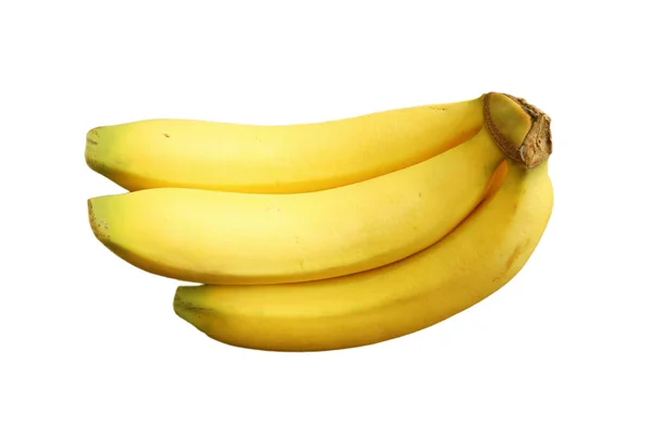 Μισό Χέρι Φρέσκιας Ώριμης Μπανάνας Απομονωμένης Λευκό Φόντο — Φωτογραφία Αρχείου