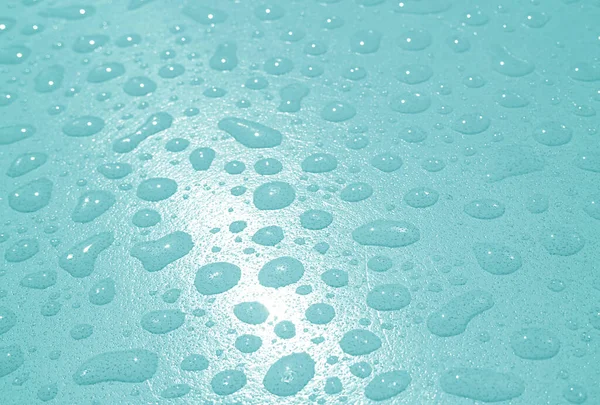 Pop Art Style Pastel Arctic Blue Colored Water Droplets Tabletop — Stock Photo, Image