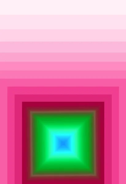 带渐变红粉色多层框架的充满活力的绿色3D正方形 — 图库照片
