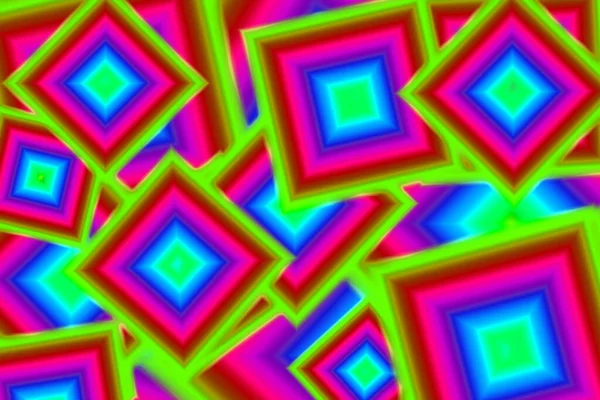 Abstract Geometric Neon Color Chaotic Square Frame Pattern — Stock Photo, Image