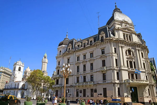 Group Impressive Buildings Downtown Buenos Aires View Plaza Mayo Square — Foto de Stock
