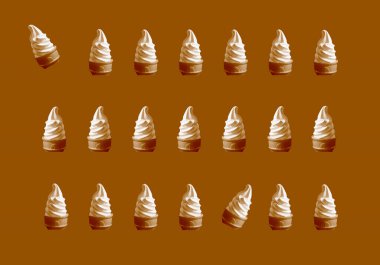 Soft Serve Dondurma külahları Çikolata Kahverengi Arkaplan Deseni