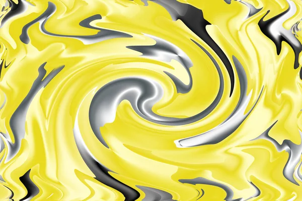 流行の黄色と金属灰色の芸術的破裂渦巻く抽象的な背景のイラスト — ストック写真