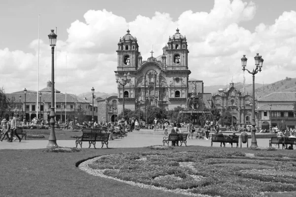 Kościół Iglesia Compania Jesus Jeden Najbardziej Znanych Zabytków Cuzco Peru — Zdjęcie stockowe