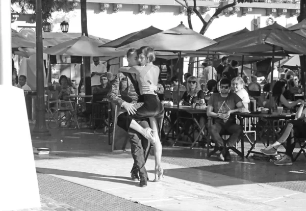 Prowokacyjny Taniec Uliczny Tango Placu Plaza Dorrego San Telmo Buenos — Zdjęcie stockowe