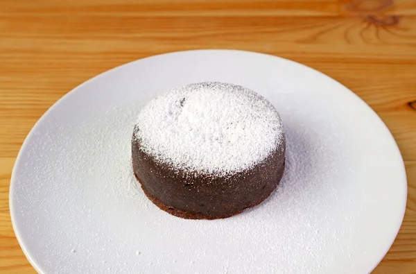 Homemade Rich Moist Mini Chocolate Cake Sprinkled Icing Sugar — Stock Photo, Image
