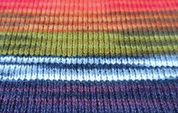 Alpaca Knitted Wool Fabric Horizontal Patterns Colorful Striped Alpaca Knitted — 스톡 사진