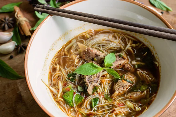 Sopa de fideos con cerdo guisado — Foto de Stock