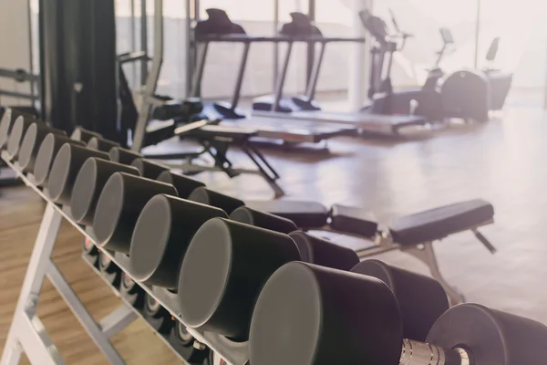 Row of dumbbells in sport club — Stock Photo, Image