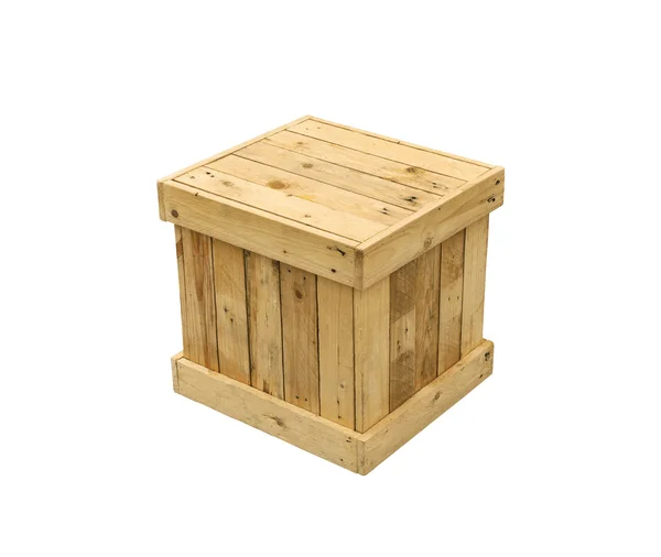 Wooden box export pallet shipping cube isolated Stock Photo
