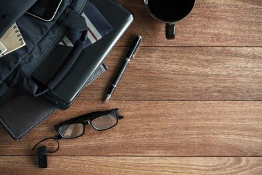 eski ahşap arka plan, iş temalar üzerinde erkek aksesuarları