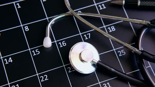 Estetoscopio Con Calendario Cita Médica Concepto Chequeo Anual — Vídeos de Stock