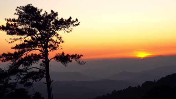 Krásná Krajina Západ Slunce Nad Horami — Stock video