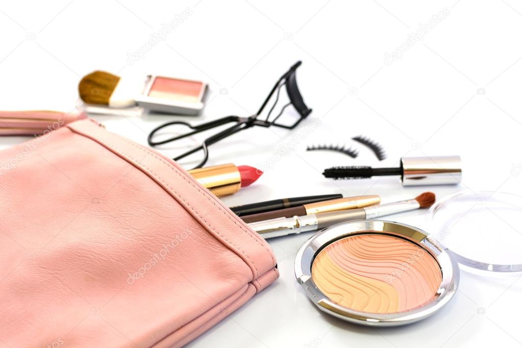 make up bag with cosmetics