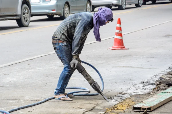 Δρόμο, επισκευή έργων με κομπρεσέρ — Φωτογραφία Αρχείου