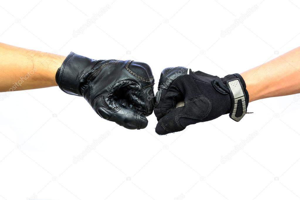 two biker glove punching