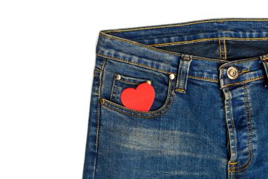 Mavi jeans kalp şeklinde 