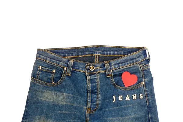 Blå jean med hjärta form — Stockfoto