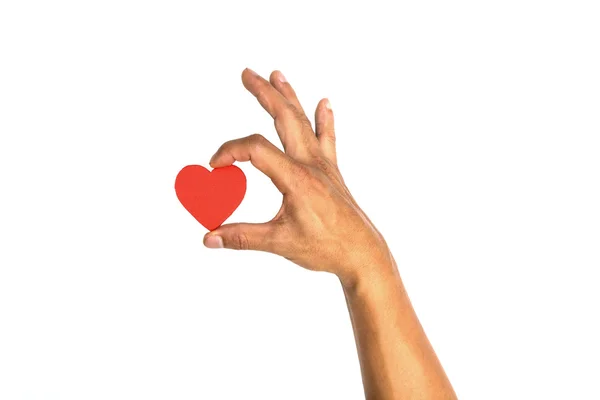 Hand med hjärta isolerad på vit bakgrund — Stockfoto
