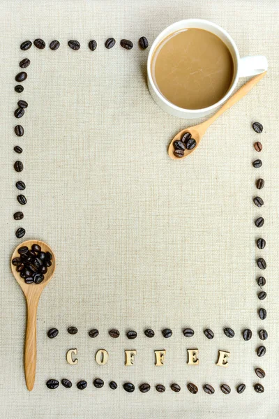 Taza de café y frijoles con espacio para copiar —  Fotos de Stock
