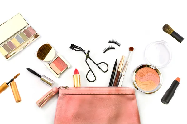 Bolsa de maquillaje con cosméticos —  Fotos de Stock