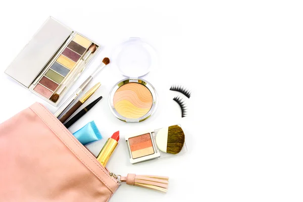 Bolsa de maquillaje con cosméticos —  Fotos de Stock