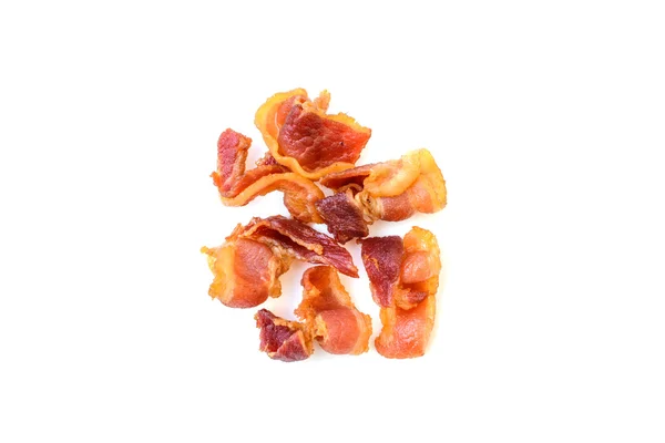 Bacon skivor över vit bakgrund — Stockfoto