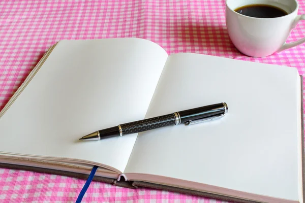 Blank note book with coffee — Stock Photo, Image