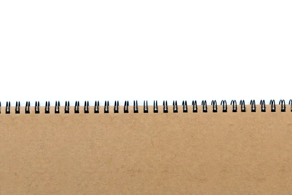 Primo piano del quaderno marrone con spirale — Foto Stock