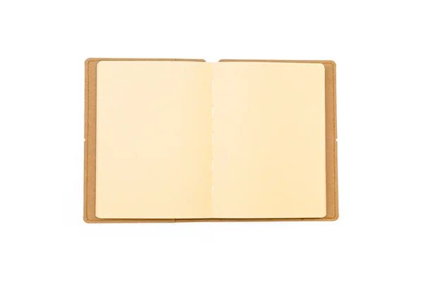 Fechar o caderno marrom em branco — Fotografia de Stock