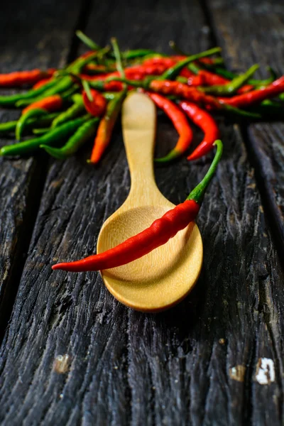 Close up of chilli pepper in a spoon — Stock Photo, Image