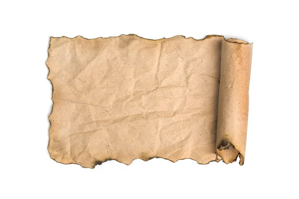 Rolagem de papel velho isolado em branco — Fotografia de Stock