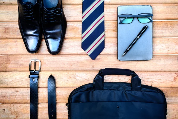 Men accessories on old wooden, Business themes — Stock Photo, Image