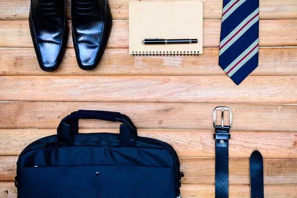 Men accessories on old wooden background — Stock Photo, Image