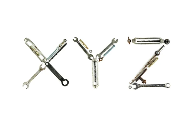 Letra de alfabeto de metal industrial X, Y, Z aislada —  Fotos de Stock