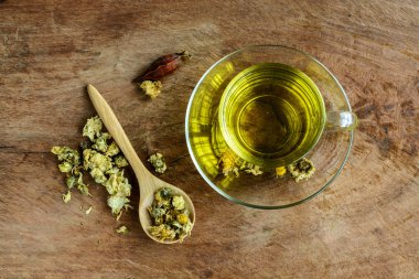 Eski ahşap Çin Chrysanthemum çayı