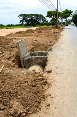Concrete pipeline construction site