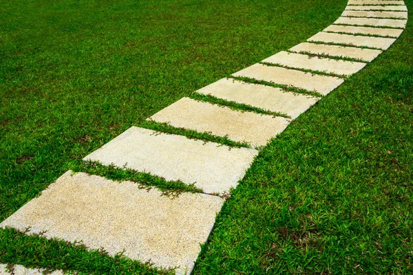 Gardening stone footpath with grass Royalty Free Stock Photos