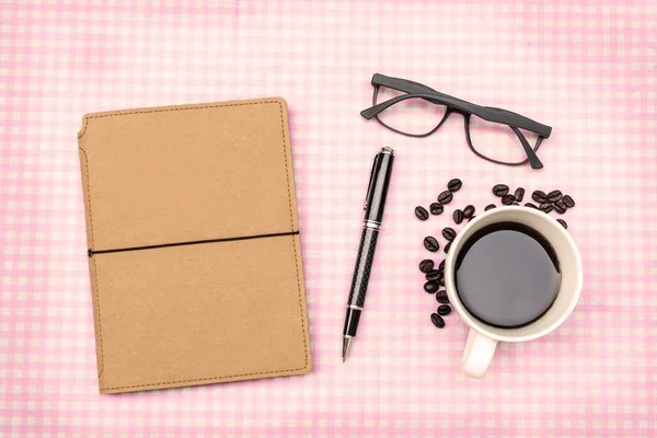 Blank note book with coffee — Stock Photo, Image