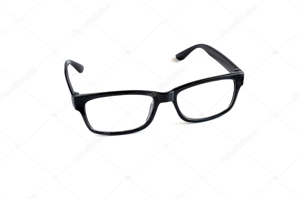 Black nerd glasses isolated on white