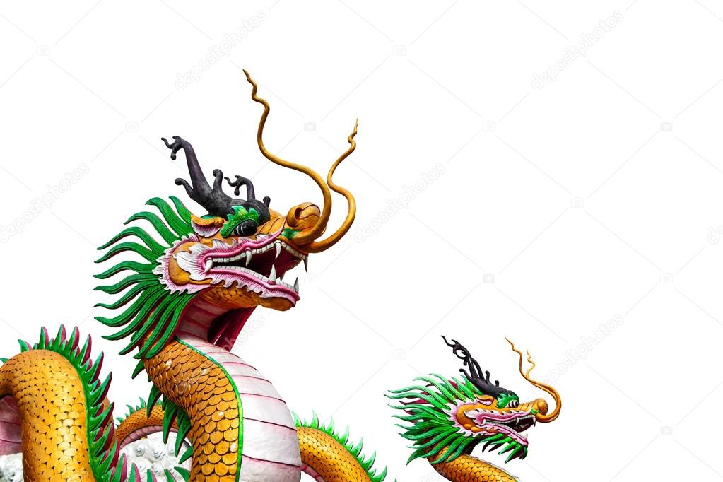 Chinese dragon statue isolated on white