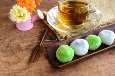 Daifuku yeşil çay ve çay ahşap t ile doldurma susam