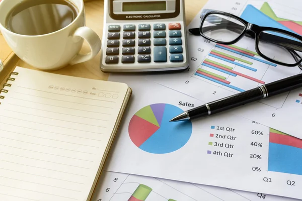 Desk office business financial accounting calculate, Graph analy — Stock Photo, Image