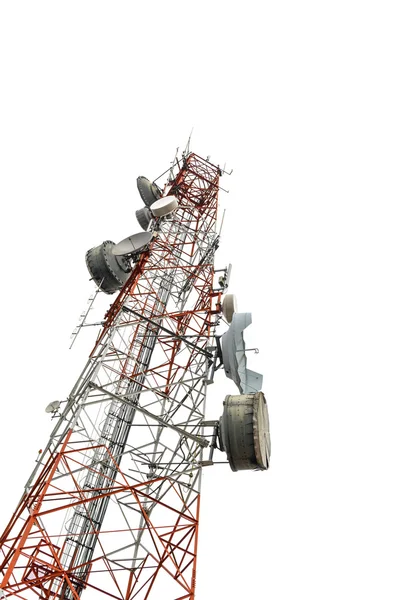 Antenna Torre della Comunicazione isolata su bianco — Foto Stock