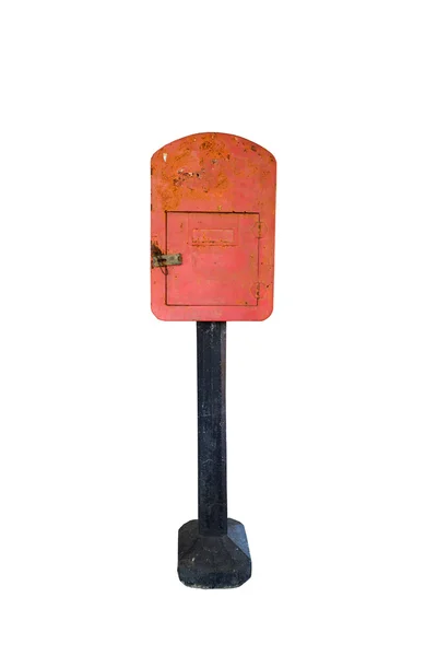 Old rusty red metal mail box isolated — Stock Photo, Image