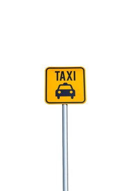 Simgesi sarı yol işaret izole taksi