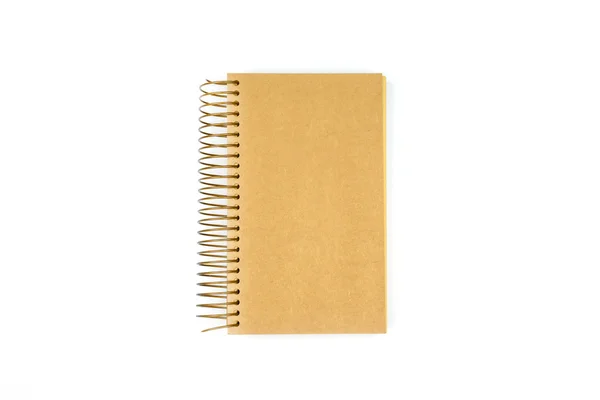 Prázdné hnědý notebook izolovaných na bílém pozadí — Stock fotografie